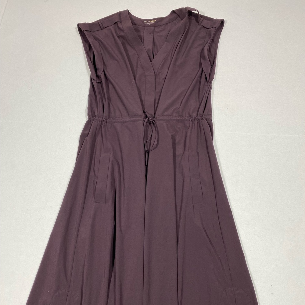 Athleta Mara Maxi Button Down Athleisure Travel Dress in wild raisin size large - Picture 5 of 16